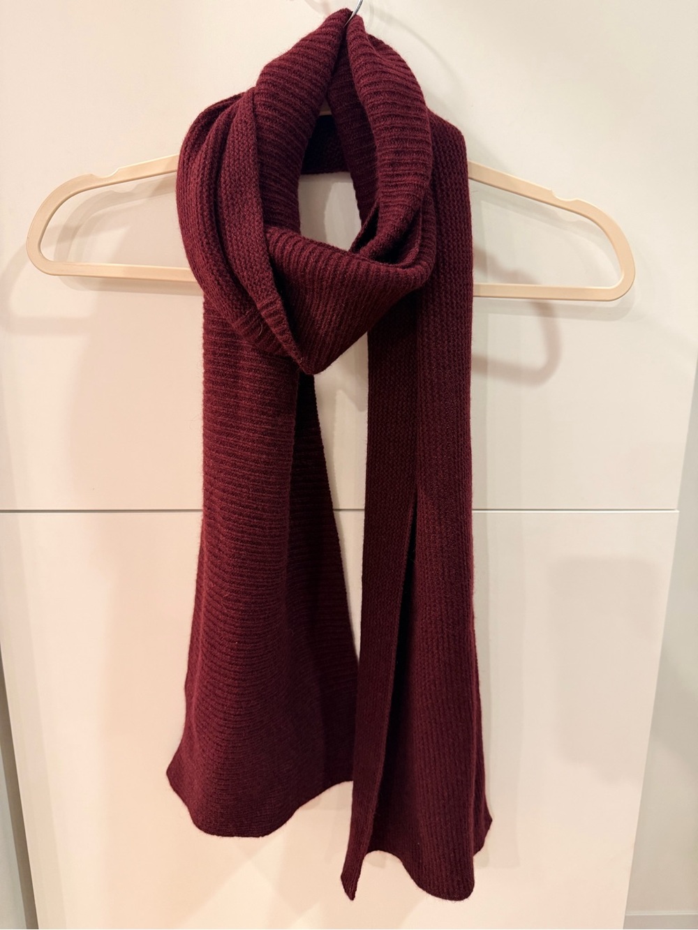 Banana Republic Burgundy Wool Angora Cashmere Knit Scarf 75” NWOT